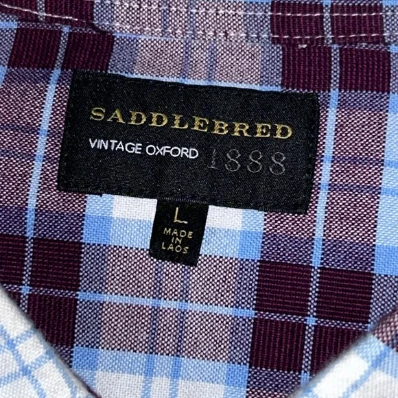 Saddlebred soft comfortable 100% cotton casual plaid button down long sleeve - Picture 3 of 5